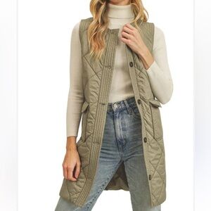 Anthropologie Paper Crane Back Country Vest In Olive In Grey
